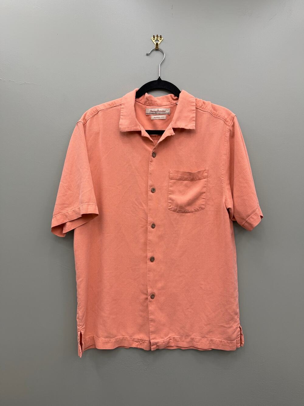 Tommy Bahama 100% Silk Original Fit Coral Camp Shirt Men's Medium Resort